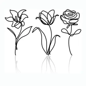 Metal Flower Wall Decor, 3 Counts/set Creative Flower Wall Art, Wall Decor for Home Living Room Bedroom Study Room Office, Hanging