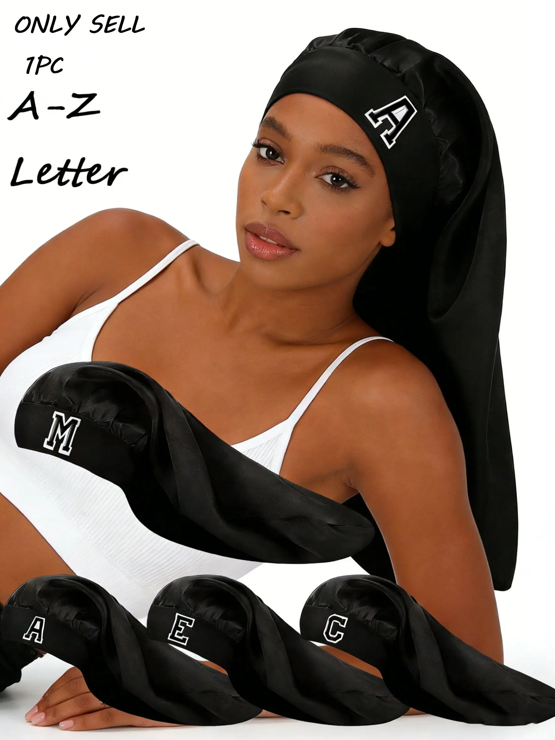 Long Personalized Satin Silk Sleep Hat Sleeping Bonnet, Soft Comfortable Hair Protection, Anti-Frizz, Protects Curly Braids, Stylish Design