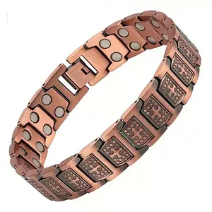 Copper Bracelet for Men, Magnetic Cross Bracelets for Men with 3500 Gauss Magnets, Mens Pure Copper Bracelet