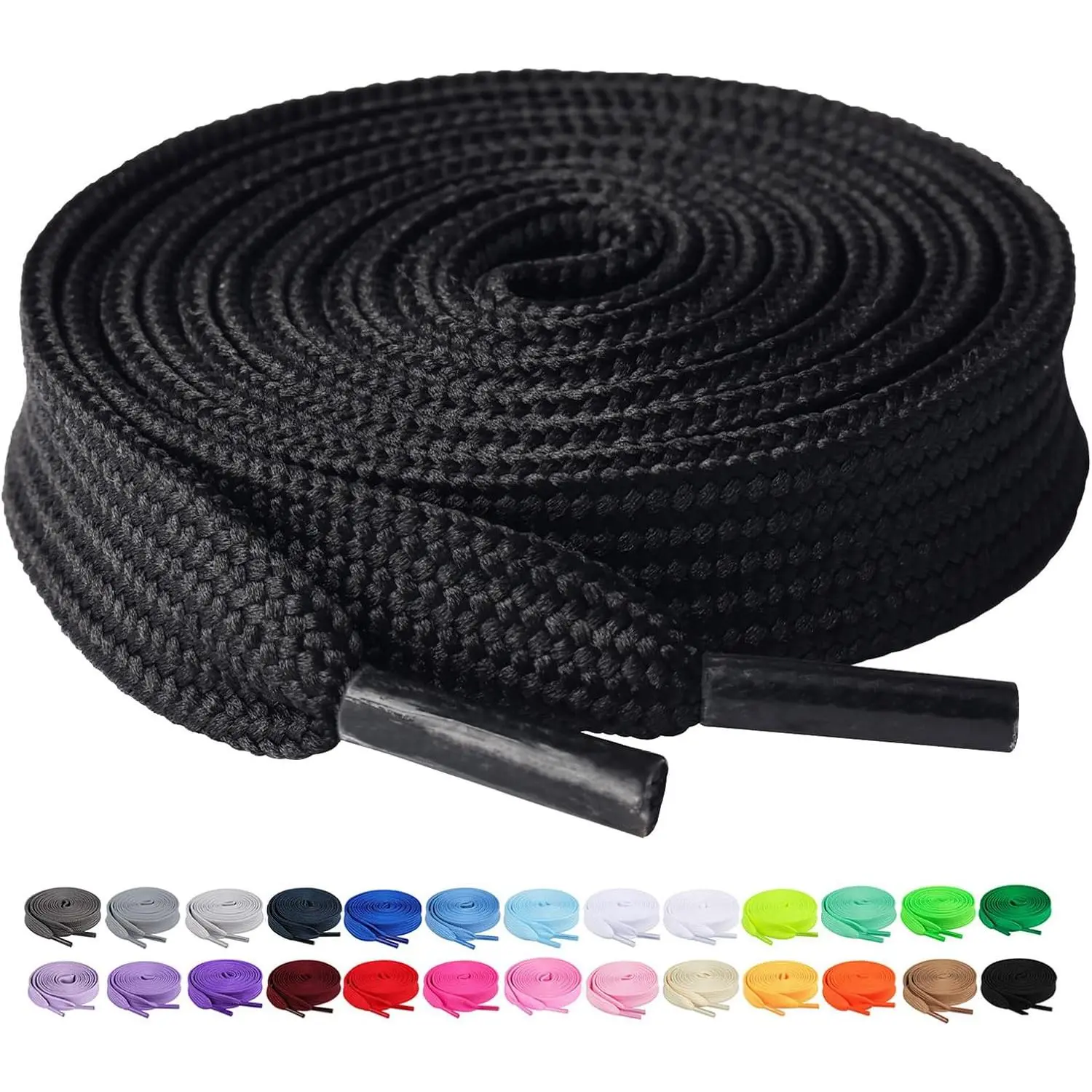 2 Pairs 2/5" Flat Shoe Laces for Sneakers 26 Colors Shoelaces in 27"-72"