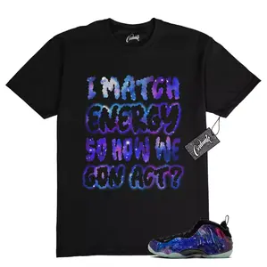 Galaxy Foamposite One Zoom Rookie Obsidian Black Anthracite T Shirt Match MATCH, Foamposite One Galaxy Outfit, Graphic Tees, Womenswear Top T-Shirt