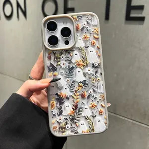 Magnetic Halloween cute ghost Spooky Garden/Flower for iPhone Samsung Galaxy 17Pro Max Air 16 15 14Plus 13 12 11 XR XS S25 S24 S23 S22 cases Phone case Magnetic Shockproof Drop Protection Durable Wireless Charging Case Gifts for girls/women.HY15