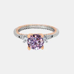 【295】Purple Synthetic Moissanite Ring - Classic Wedding, Anniversary, and Birthday Gift for Women