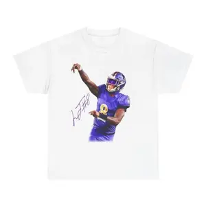 Lamar Jackson Tee 100% Cotton Men And Women Oversized T-shirt, Breathable Cotton Crew Neck Tee, heavyweight short sleeve, Casual Moisture-Wicking T-Shirt Menswear Soft Streetwear Tshirt
