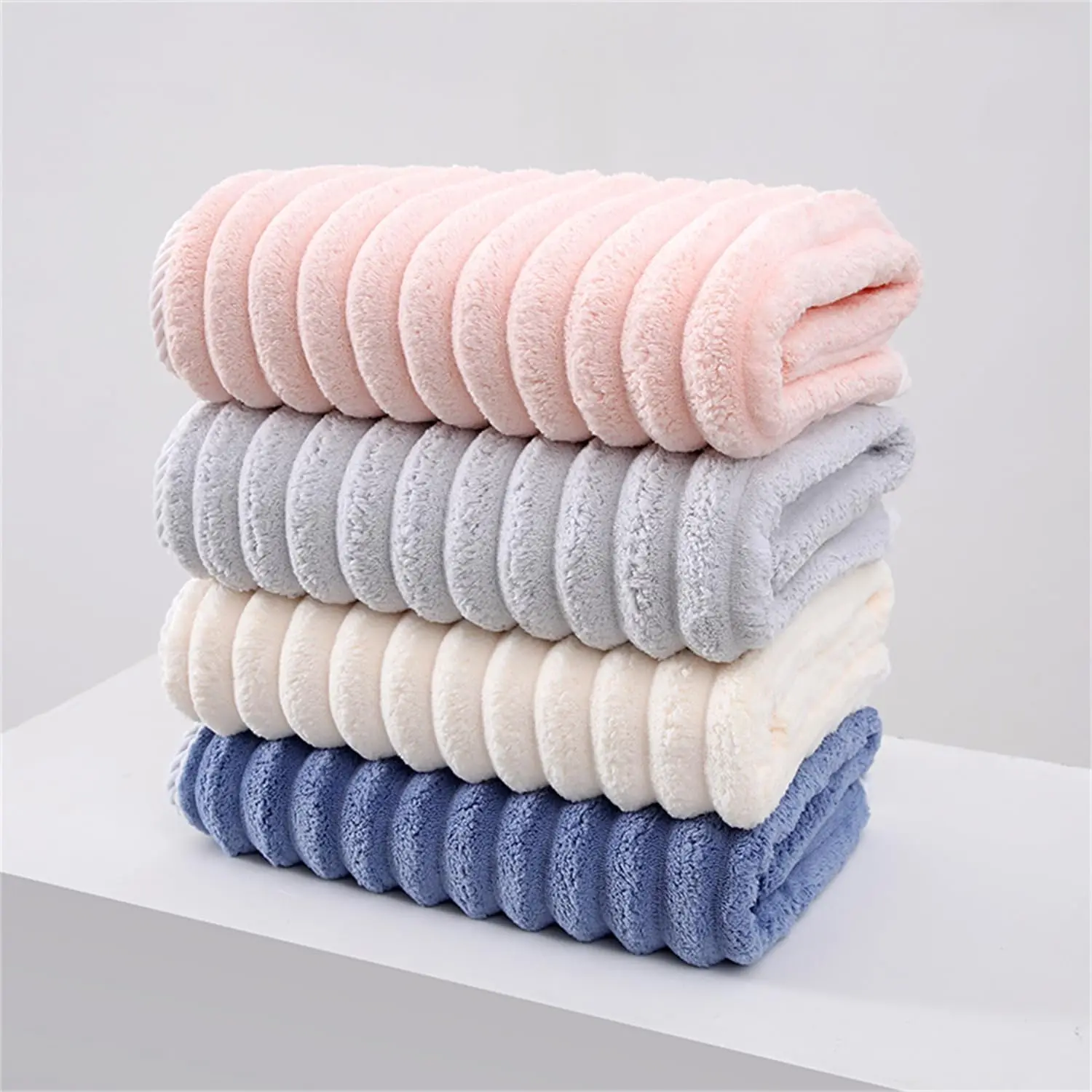 4-Pack Coral Fleece Bath Towels