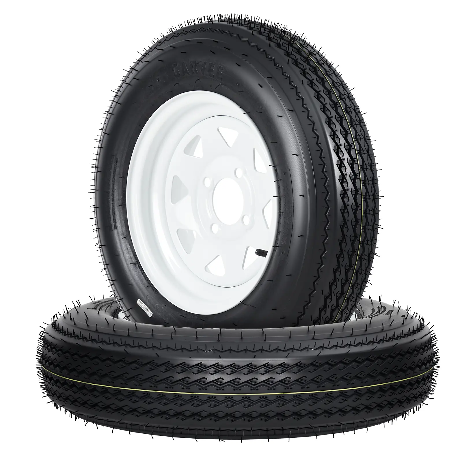 New Upgraded 2pcs 5.30-12 6PR 4 Lug 5.30-12 2-Pack Trailer Tire and Wheel Assembly, Load Range C 6PR, 4 Lug White Spoke Wheel for Utility/Boat/Camper Trailers