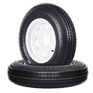 New Upgraded 2pcs 5.30-12 6PR 4 Lug 5.30-12 2-Pack Trailer Tire and Wheel Assembly, Load Range C 6PR, 4 Lug White Spoke Wheel for Utility/Boat/Camper Trailers