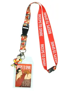 Disney Beauty and The Beast Gaston Biceps to Spare Lanyard with ID Badge Holder and 2" Rubber Gaston Charm