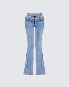 Ayra Blue Denim Flared Pants