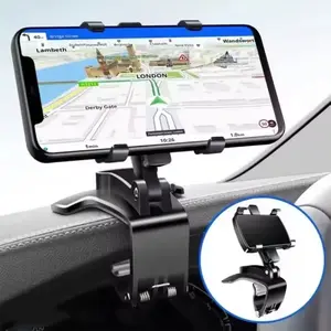 Universal Car Phone Mount Dashboard Windshield Clip Holder Hands Free Adjustable Stand for IPhone Samsung Smartphone GPS Navigation Driving Safety