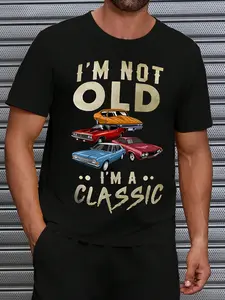 I'm Not Old I'm A Classic T-Shirt, Vintage Muscle Car Graphic Tee for Men, Retro Classic Car Lover Gift Shirt, Funny Dad Grandpa Birthday Gift T-Shirt