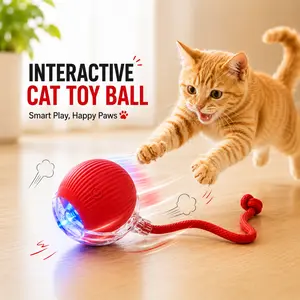 Interactive Rolling Cat Toy Ball with Moving Tail, USB Rechargeable Motion-Activated Toys for Indoor Cats, Outdoor Use