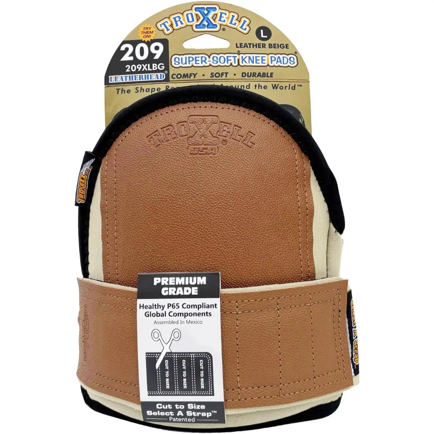 TROXELL USA SuperSoft Leatherhead Kneepads - (Large Size / Bagged in Pairs)