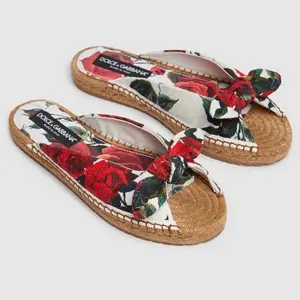 Dolce & Gabbana Floral Print Espadrille Slides - 40