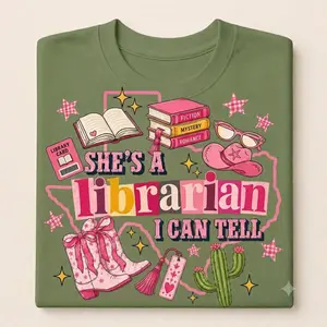 She's A Librarian I Can Tell Shirt, Western Librarian Tee, Library Staff Gift, Book Lover Shirt, Comfort Colors Tee