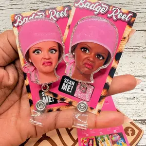 2 Options Disgusted Nurse Glitter Badge Reel: Funny Nurse ID Holder