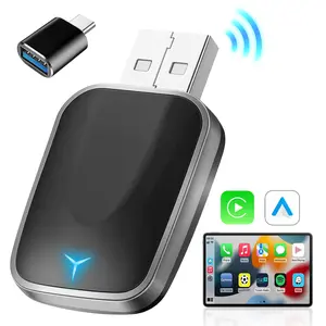 2-in-1 Wireless CarPlay Adapter, Stable & Lag-Free Connection via WiFi & Bluetooth, Auto-Reconnect, Supports USB-A/USB-C, Android & iOS