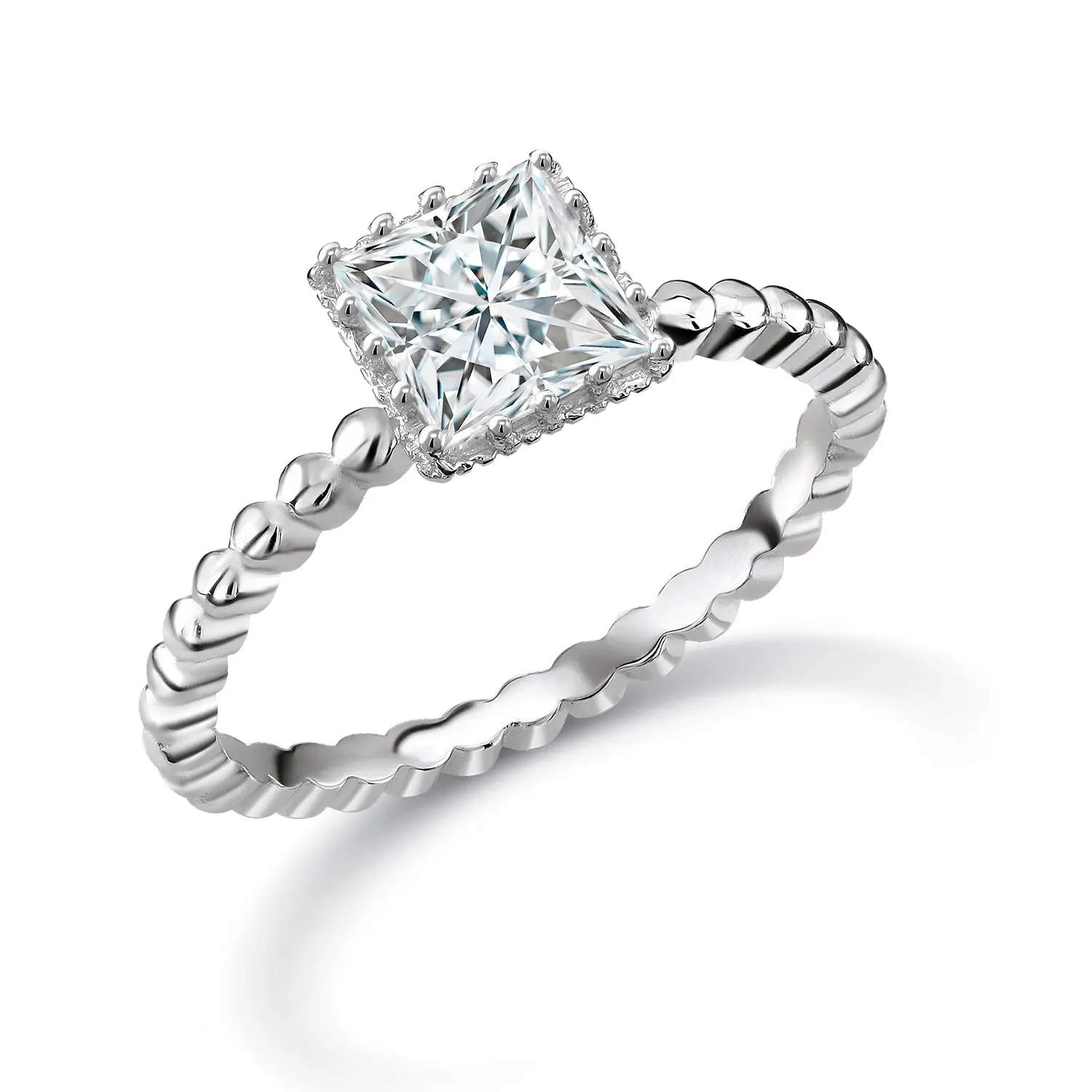 925 Sterling Silver Cz Stacking Ring, Square Solitaire Stacking Ring, Square Cz Ring,  Square Classic Stacking Ring, Princess Cut CZ Ring