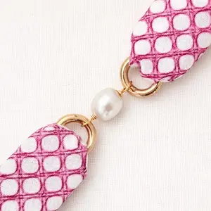 Cane Watercolor Pink Fabric Cuff Bracelet