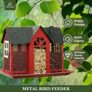 Metal Mesh Wild Bird Feeder, 3-Tray Large Capacity Bird Feeding House
