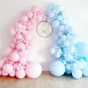 164 Piece Pastel Pink Blue Balloons Garland Arch Kit, Gender Reveal Wedding Party Decorations Balloons Set, Birthday Baby Shower Christening Decor Supplies