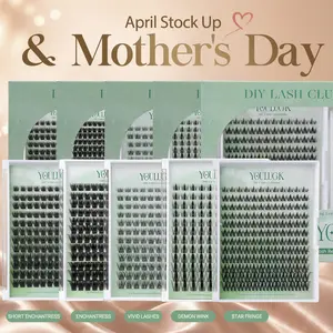 YOULUCK Popular DIY Lash Clusters Kit with Glue Remover & Tweezer for Beginners Long-Lasting Fluffy Weightless Look Individual Eyelash Extensions Ultra-Thin Band Bond Makeup for Girls - Cosmetic