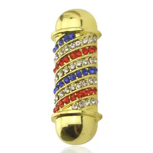 Barber Pole Sparkly Brooch Pin - Sparkly Design with Gold Finish, Ideal for Accessories and Fashion