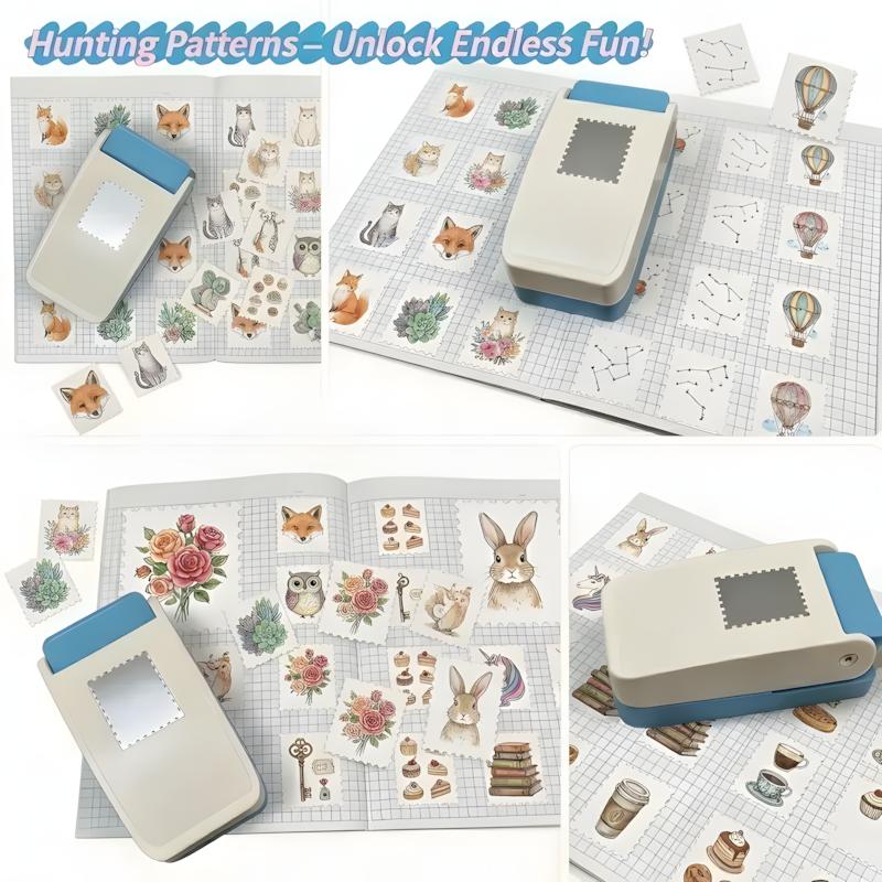 Stop Cutting by Hand!  Large Stamp-Style Puncher for Perfect Edges. Easy DIY Postage Stamps for Envelopes & Journals. Great Gift for Crafters, Teachers & Kids - Note: This product does NOT include stickers or refill materials