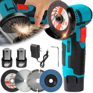 【FathersDay Gift】Upgrade 12V Cordless Mini Brushless Angle Grinder Kit with 4 Gutting Blades,2 pcs 12V 1300mAh Batteries 19500 RPM/Min,for Cutting Grinding Polishing Electric Heavy Duty Handle Power Tools fathersdaygift