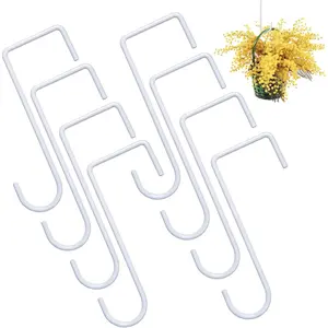 8 Pack Vinyl Fence Hooks Hangers, 2X 6 inch Pergola Hooks  Coated Steel Rustproof Patio Fence Hangers for  , Planters, Bird Feeders, Lights, Indoor & Outdoor
