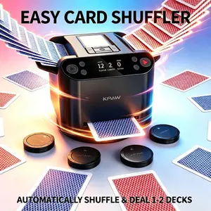 [Deals for You Days] KPAW 2-in-1 Automatic Card Shuffler & Dealer Support 12 Players, 4 Bidding Buttons Included, Built-in Gameplays, 360°/180° Deal, Adjustable Dealing Distance, for Poker, UNO, Phase 10, Skip-Bo, Rummy, Perfect Gift for Card Game Lovers