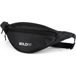 Boldfit Waist Bag for Men & Women | Travel Fanny Pack / Chest & Crossbody Bag | Mobile & Money Pouch | Compact Travel Accessory with Adjustable Strap – Black