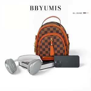 BBYUMIS 2025 Retro Checkered Mini Backpack for Women — Compact Versatile Schoolbag, Casual Commuting & Travel Bag, Niche Street Style Design, Lightweight Daily Use Backpack for Teens and Adults