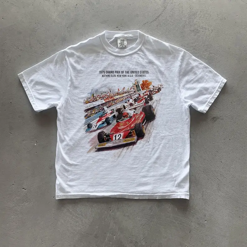 Retro Car T-Shirt, Racing Tee, Gifts Shirt, Unisex Vintage Graphic Tees Gothic Grunge Y2k Emo Scene Amity Affliction Style Clothes Men Women Streetwear