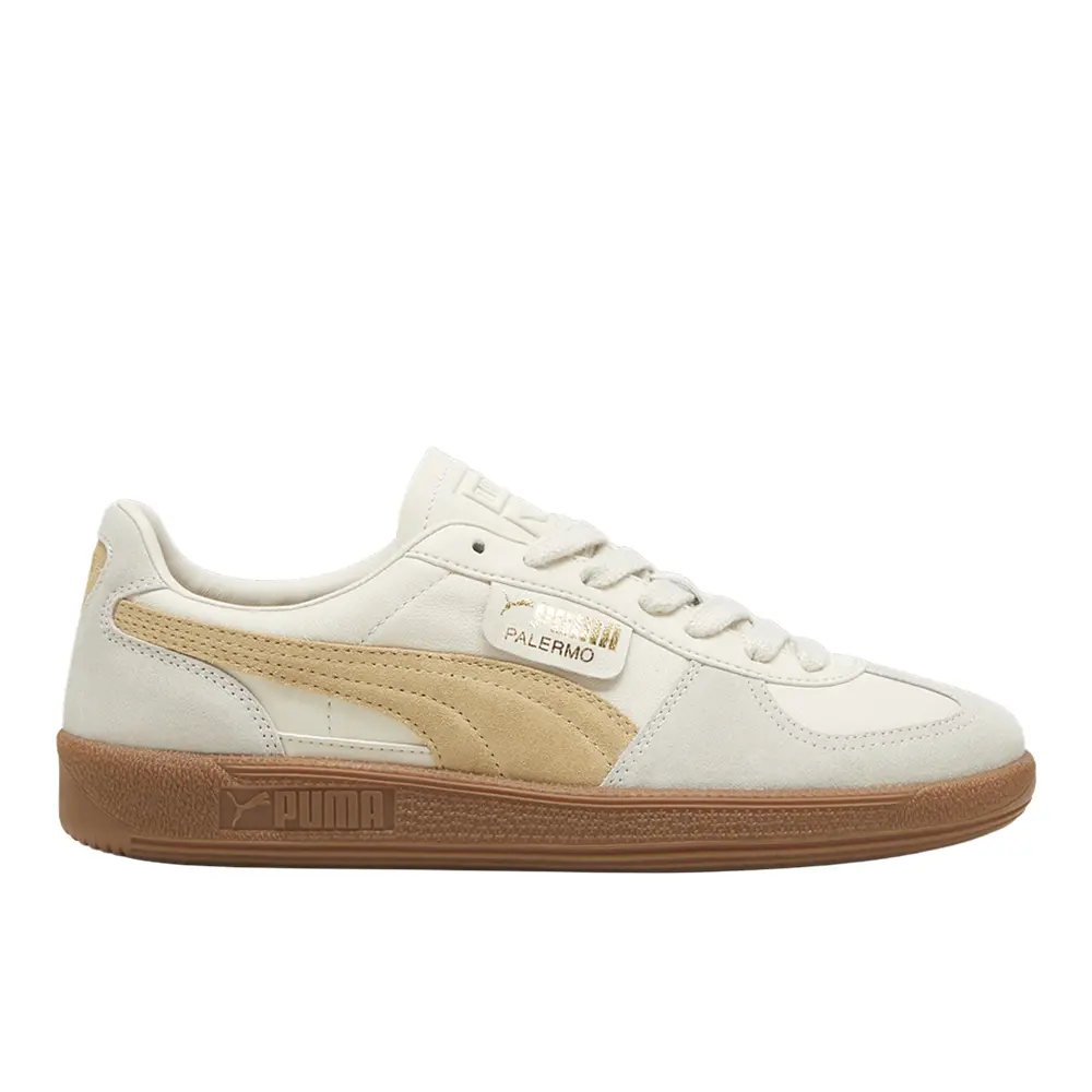 PUMA Mens Palermo Leather Lace Up Sneakers Shoes Casual - Beige, White