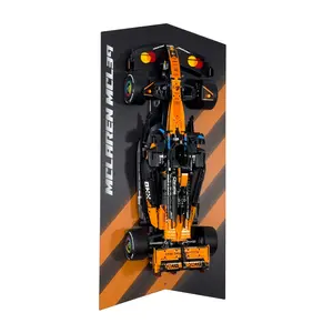 Wall-Mount Display Stand with Background Compatible with Lego F1 Cars