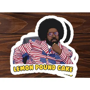 Lemon Pound Cake Sticker, Funny Black Man Patriotic Suit, Meme Culture Sticker, Retro American Flag Suit Decal, Sarcastic Humor Gift
