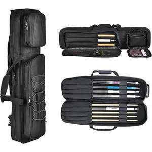 Pool Cue Case 4x5, Lightweight Pool Stick Holder Bag with Multi Pockets and Shoulder Strap, Soft Padded Billiard Stick Carrying Case Holds 4 Butts and 5 Shafts