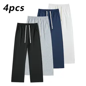 Men's Four-Piece Pants Set Multi-Color Drawstring Wide-Leg Casual Pants Simple Relaxed Style Free Easy Fit Elastic Waist Draped Silhouette Flattering Hides Body Shape Multiple Colors
