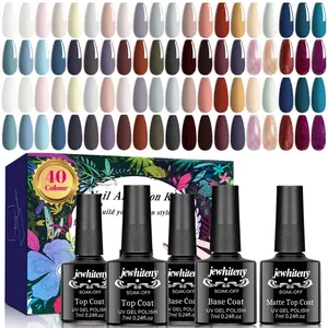 JEWHITENY 45PCS Gel Nail Polish Set, 40 Colors Gel Nail Kit White Nude Green Blue Glitter Gel Nail Polish Set, Nail Art Decorations, Manicure Tools Starter Kit