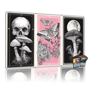 Mushroom Skull & Moth Tarot MTG Playmat - 12x24in Non-Slip, Perfect for TCG Games, Family Gatherings & Gift, Ideal for Card Game Enthusiasts