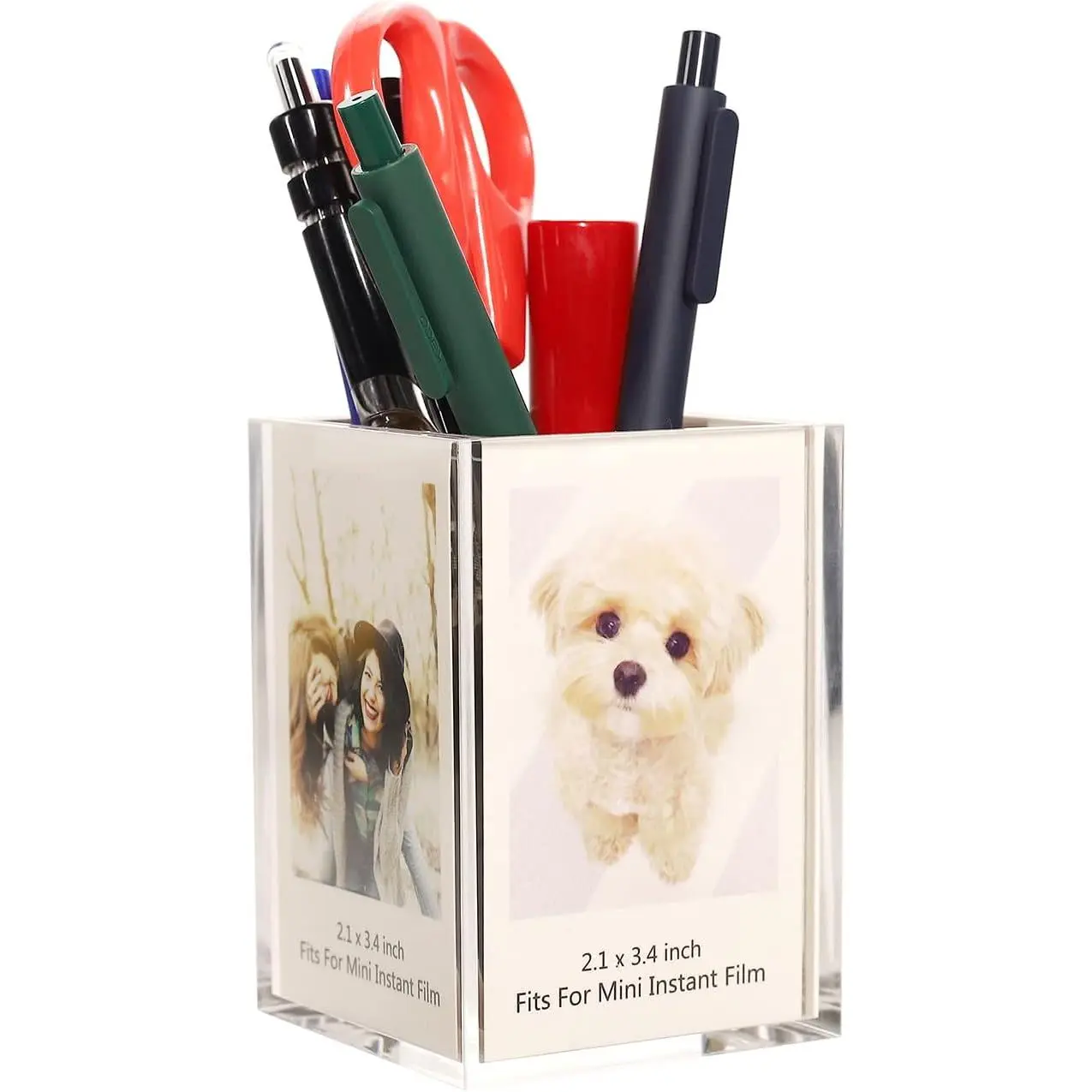 Instax Mini 2x3 Polaroid Photo  Frame,Small Picture Mini Cute Display Holder for Fujifilm Instax Mini 3-inch Photos Display, Clear  Photo Pen Holder,Office Desk Organizer