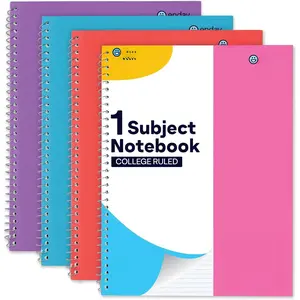 Spiral Notebook College Ruled (4 Pack) , Red, Blue, Purple 1 Subject Spiral Notebook, College Ruled Notebook Paper, Journal Notebook for School,  & Office