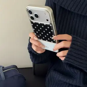 Polka Dot Blue Protective Phone Case Cover for Apple iPhone 17 Pro Max, 16 Pro Max, 15 Pro Max, 14 Pro, 13 Pro, Fashionable Women's Simple Design