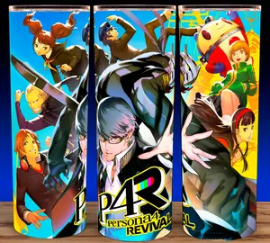 Persona 4 Revival RPG Videogame Gamer Cup Mug Tumbler 20oz with Lid - Elegant Drinkware for Anime Fans, Stainless Steel & Plastic Options Available Flasks Straw