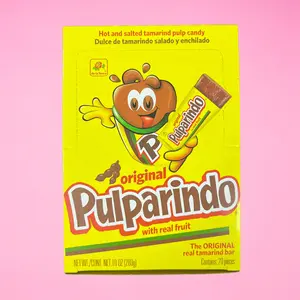 Pulparindo Original Tamarind Bar, 20-Pack Box, Chewy Candy, Snack Mexican Candy Dulces Mexicanos Sweet Spicy Tangy Tamarindo Natural