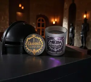 Chadwick Candles Midnight Velvet 11 oz Crackling Wood Wick Coconut Apricot Crème Wax Gothic Luxurious Spellbinding Candle