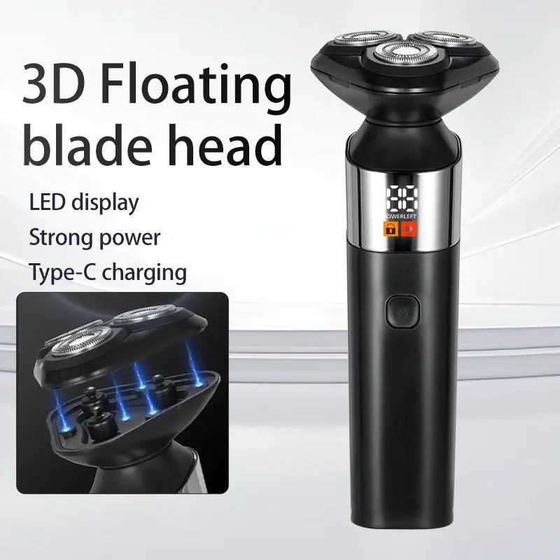 Electric Razor for Men Cordless: Wet/Dry Rotary Shaver - USB Fast Charging & Sensitive Light Beige Carer, Precision Blades, Long battery life, 3D floating blade head