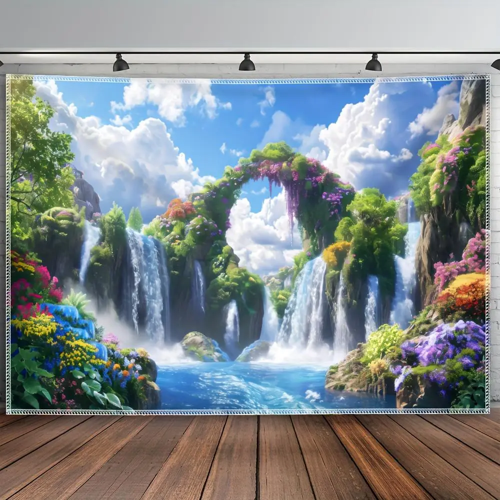 Extra-Large Scenic Forest Waterfall Tapestry, Woven Peach Skin Velvet Polyester Wall Hanging, 60x40in Indoor Decoration, No Installation Required, Ideal for Living Room Room Decorations, Holiday Gift