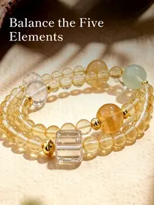 Natural Multicolored Yellow Topaz Crystal Delicate BraceletCareer Benefactor Luck, Protection and Peace, Calming and Stabilizing: Handcrafted Fine String, Personalized Layering / Niche Outfit, Eye-Catching Spiritual Accessory for Daily Outings